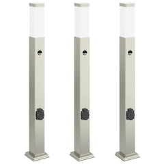 vidaXL Bollard Lights with Sensor&Outlet 3 pcs 80 cm 2