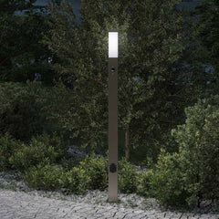 vidaXL Bollard Light with Sensor&Outlet 110 cm Stainless Steel IP44 1