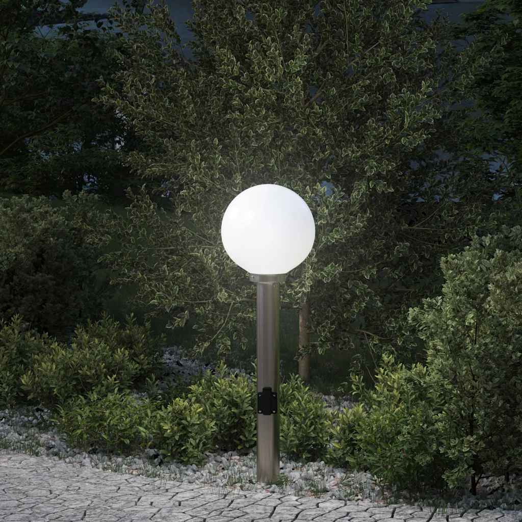 vidaXL Bollard Light with Outlet 80 cm Stainless Steel IP44 1