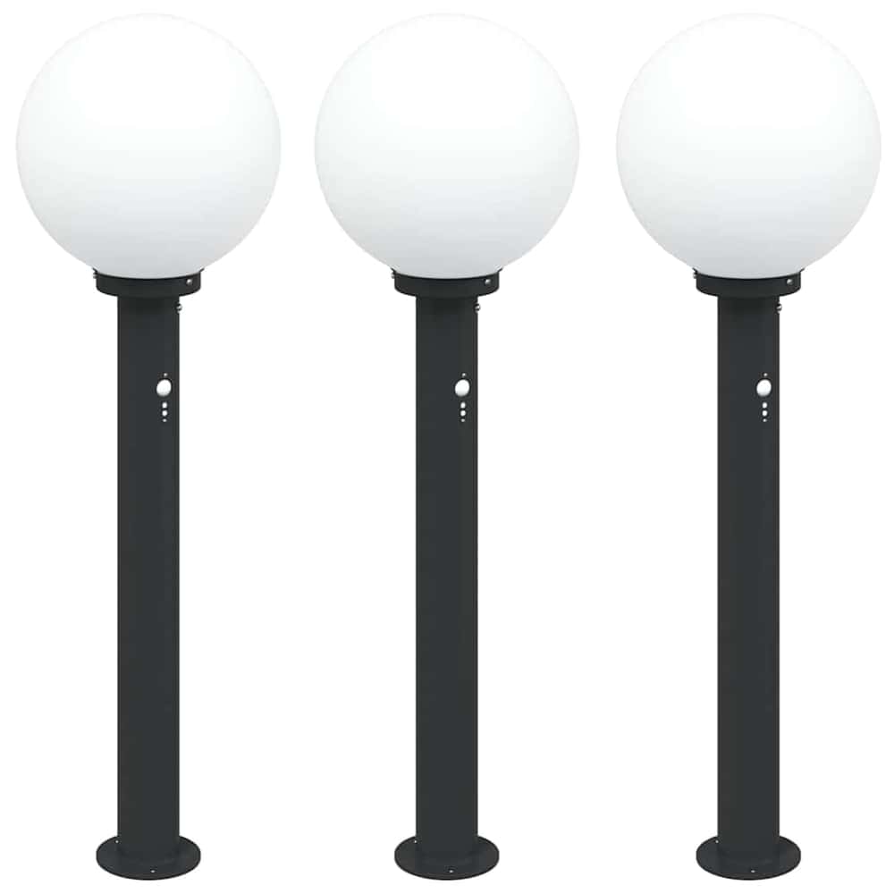 vidaXL Bollard Lights with Sensor 3 pcs 80 cm Black IP44 2