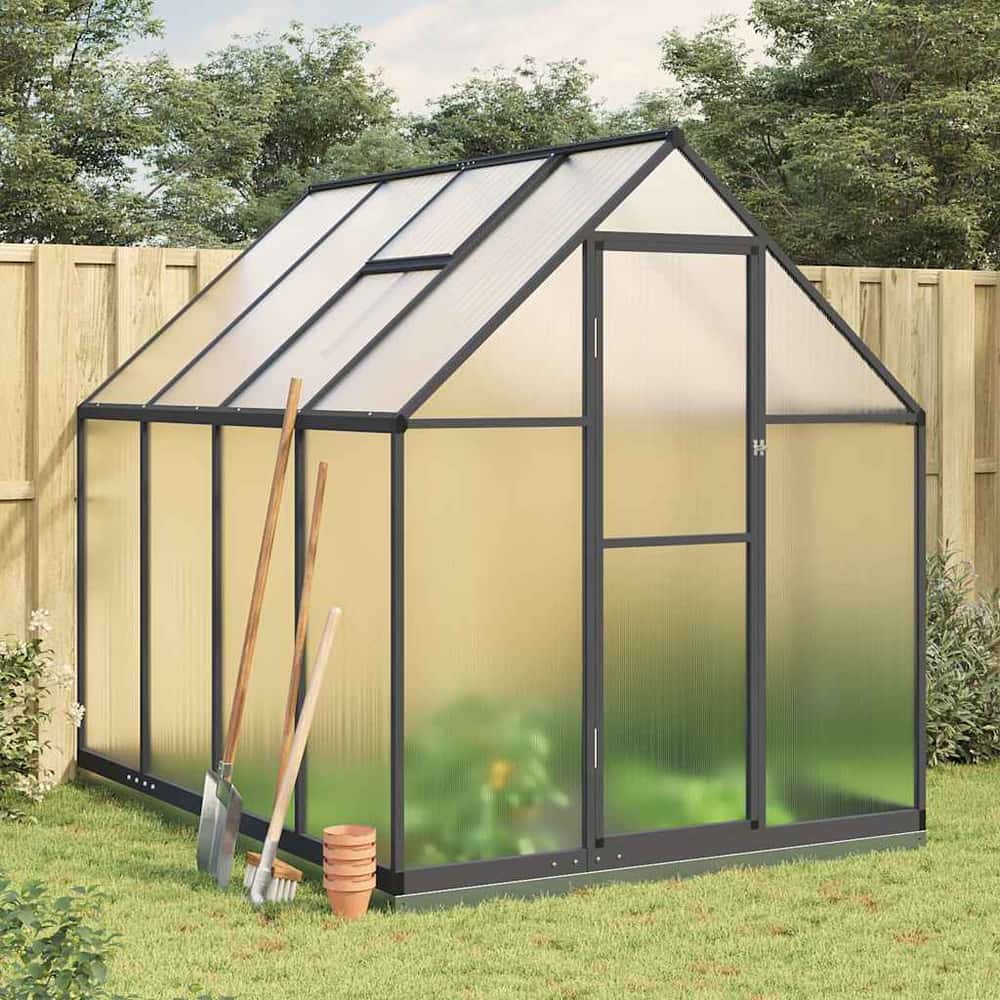 Greenhouse with Base Frame Aluminium Anthracite 224 cm 202 cm