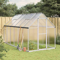 Greenhouse with Base Frame Aluminium Silver 334 cm 195 cm