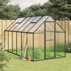 Greenhouse with Base Frame Aluminium Anthracite 334 cm 195 cm