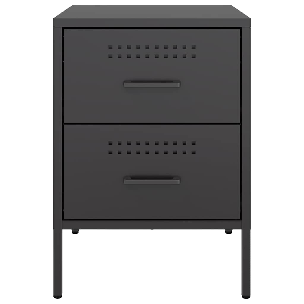 vidaXL Bedside Cabinet Black 36x39x50.5 cm Steel 6
