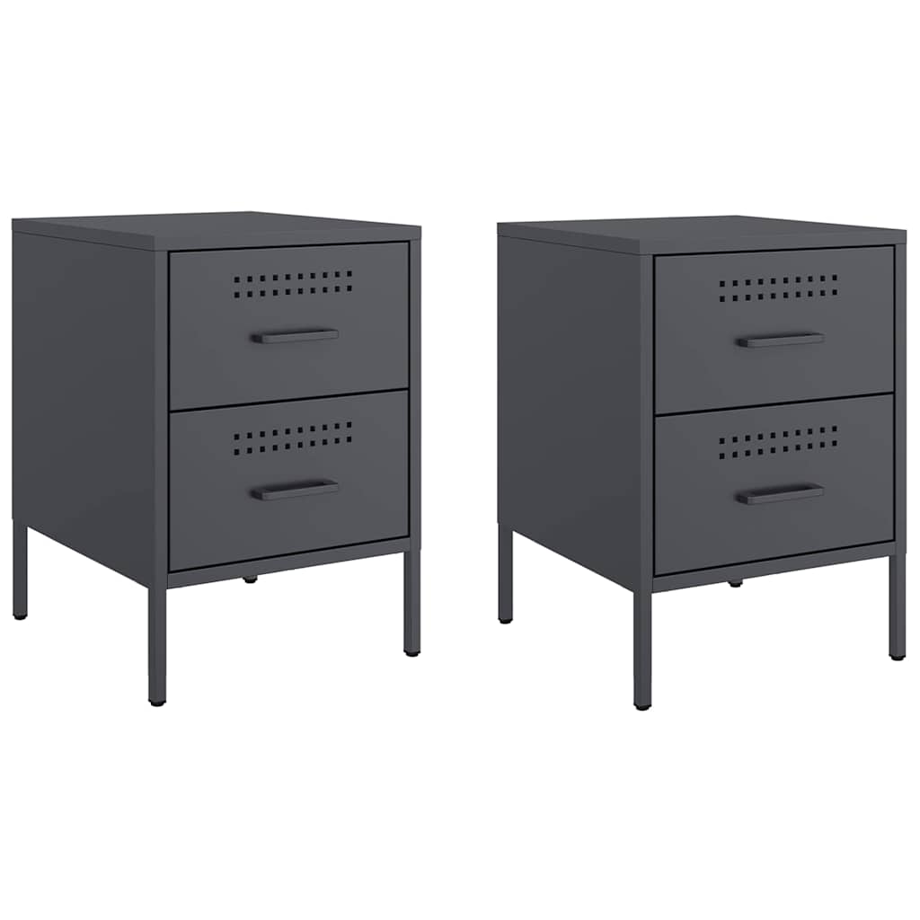 vidaXL Bedside Cabinets 2 pcs Anthracite 36x39x50.5 cm Steel 2