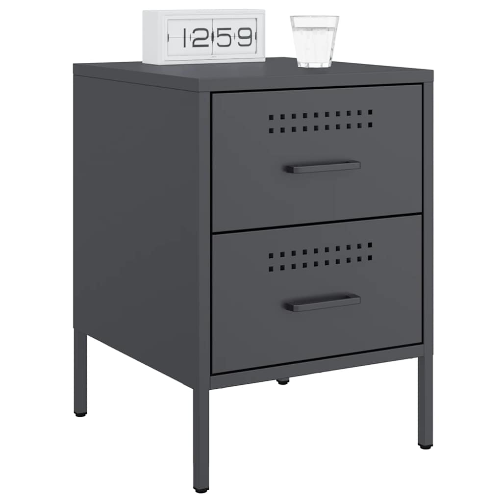 vidaXL Bedside Cabinets 2 pcs Anthracite 36x39x50.5 cm Steel 3