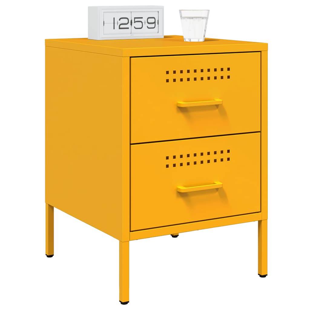 vidaXL Bedside Cabinets 2 pcs Mustard Yellow 36x39x50.5 cm Steel 3