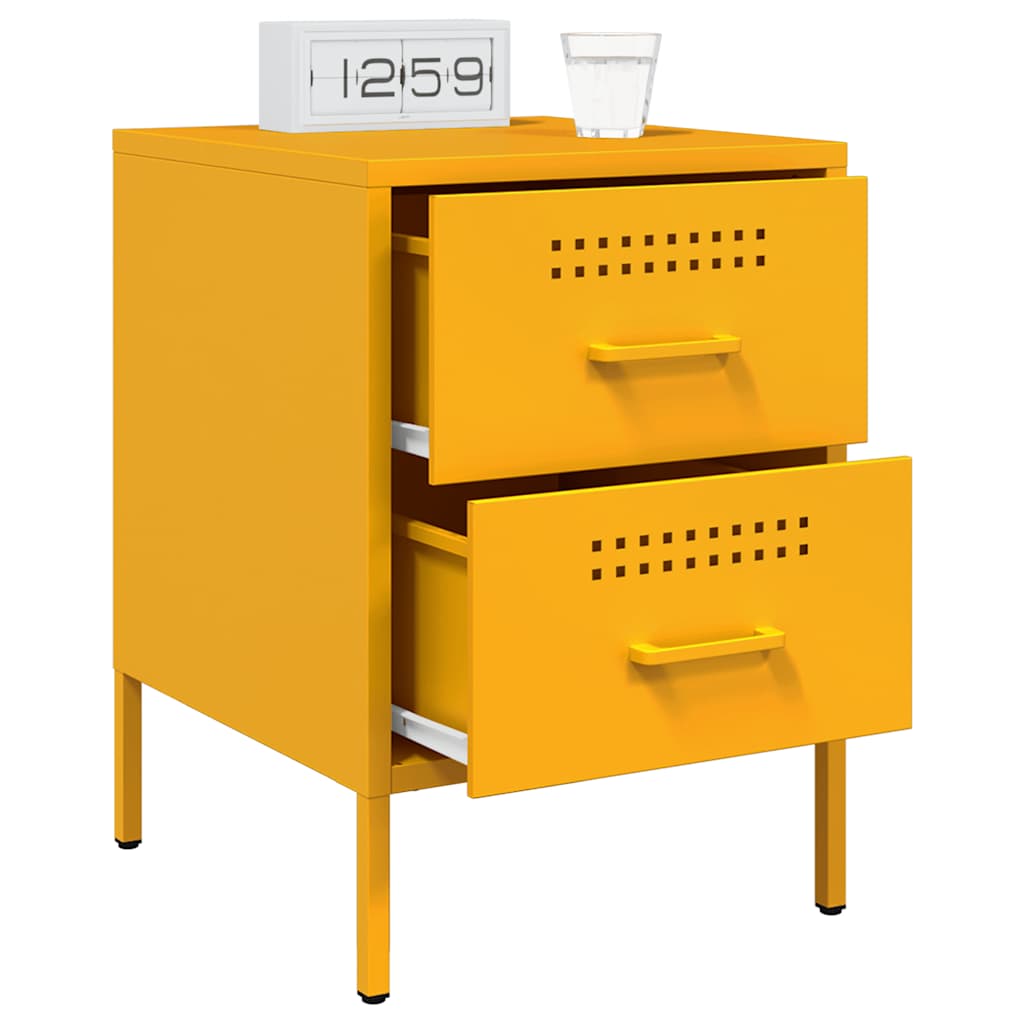 vidaXL Bedside Cabinets 2 pcs Mustard Yellow 36x39x50.5 cm Steel 4