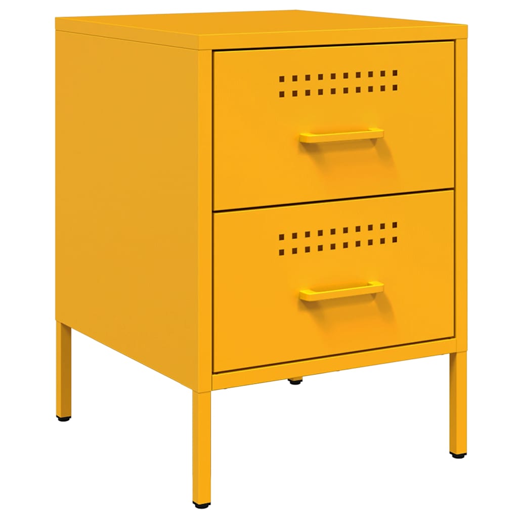 vidaXL Bedside Cabinets 2 pcs Mustard Yellow 36x39x50.5 cm Steel 5