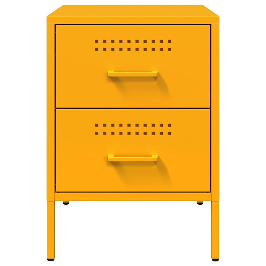 vidaXL Bedside Cabinets 2 pcs Mustard Yellow 36x39x50.5 cm Steel 6