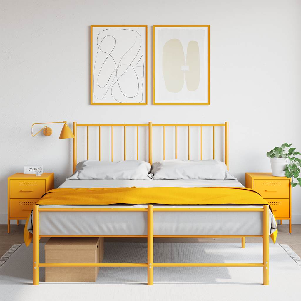 vidaXL Bedside Cabinets 2 pcs Mustard Yellow 36x39x50.5 cm Steel 1