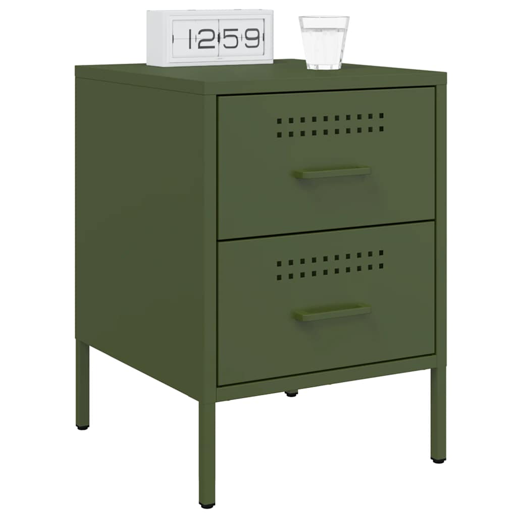 vidaXL Bedside Cabinets 2 pcs Olive Green 36x39x50.5 cm Steel 3