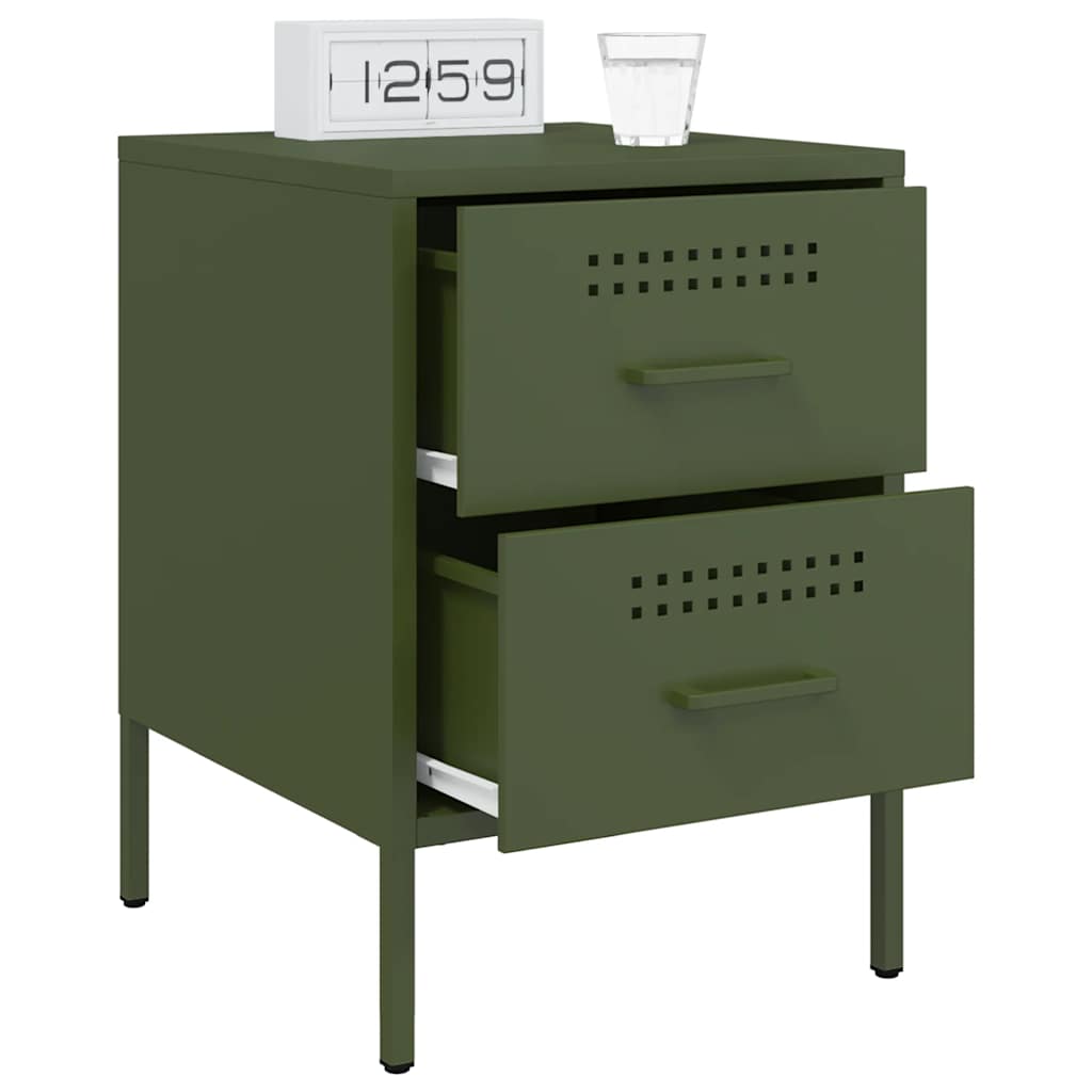 vidaXL Bedside Cabinets 2 pcs Olive Green 36x39x50.5 cm Steel 4