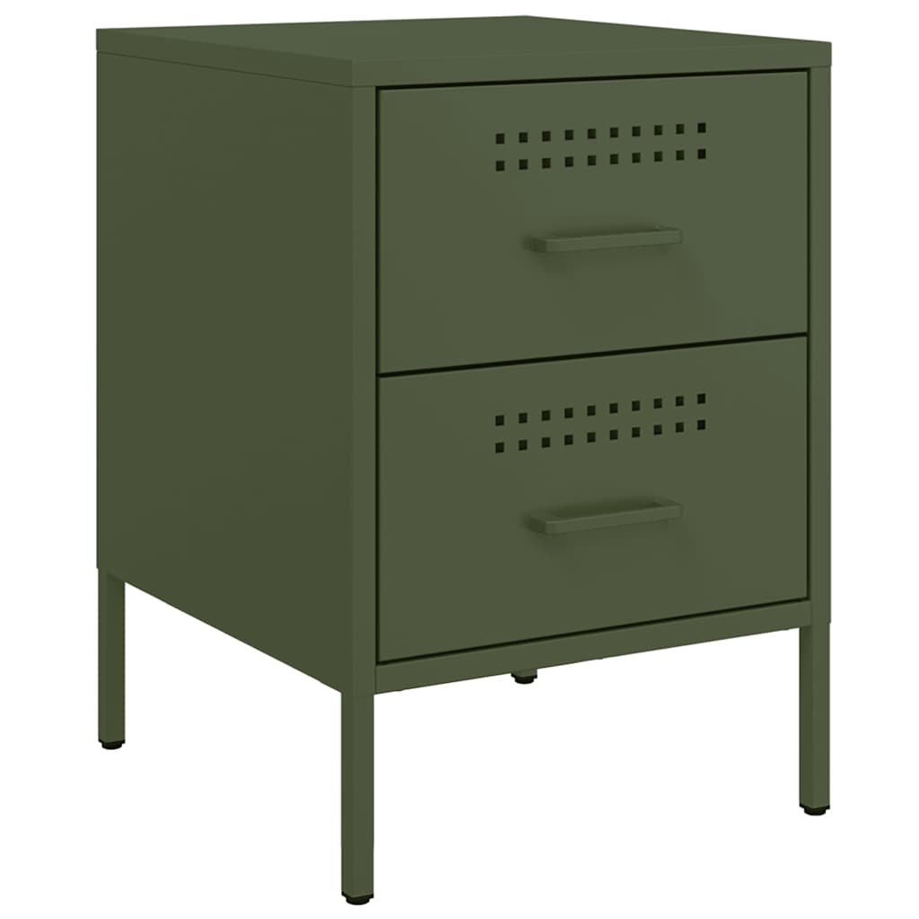 vidaXL Bedside Cabinets 2 pcs Olive Green 36x39x50.5 cm Steel 5