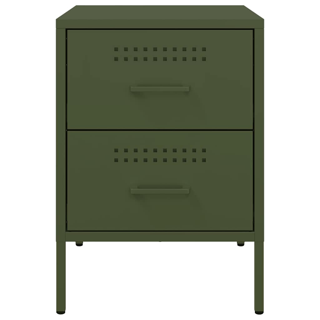 vidaXL Bedside Cabinets 2 pcs Olive Green 36x39x50.5 cm Steel 6
