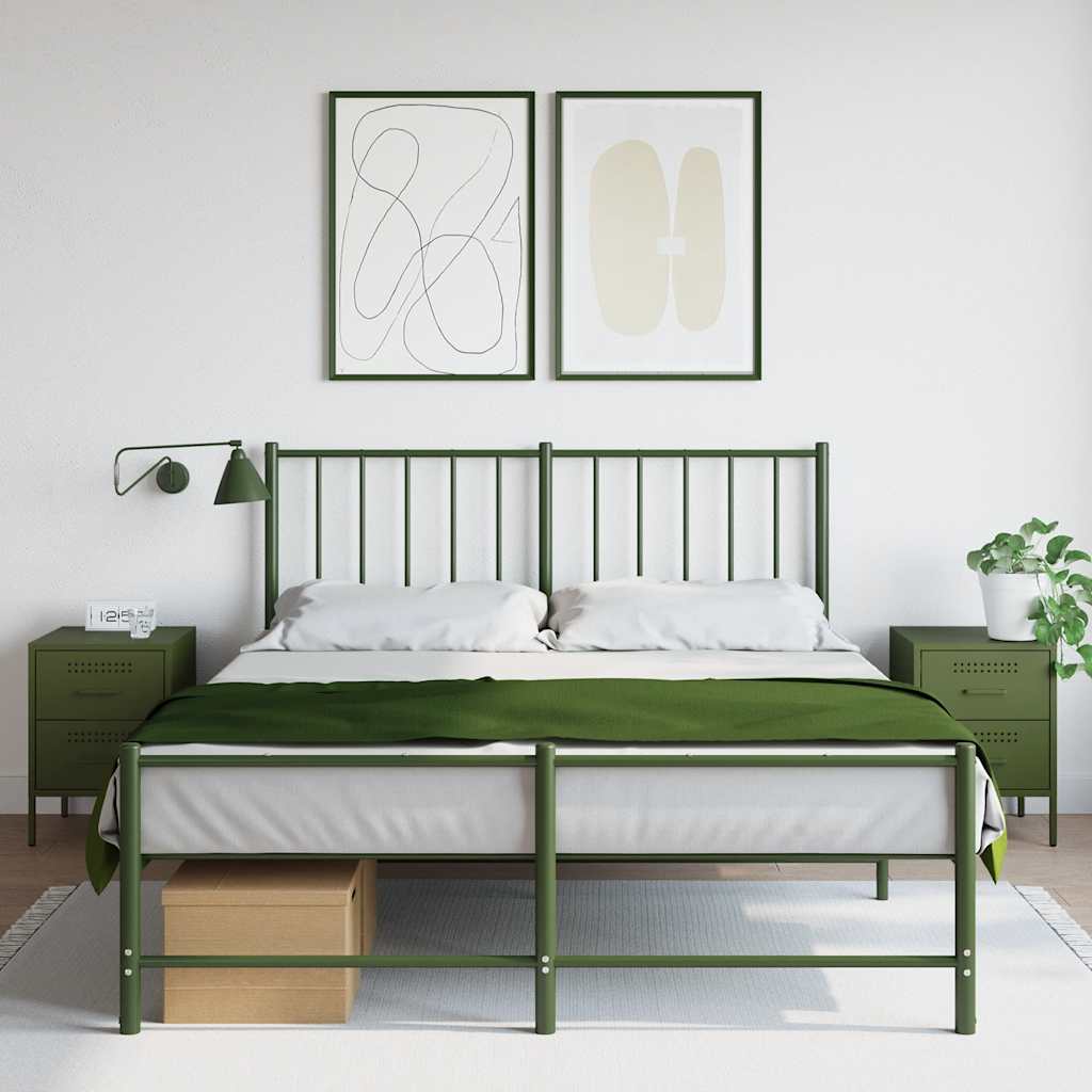 vidaXL Bedside Cabinets 2 pcs Olive Green 36x39x50.5 cm Steel 1