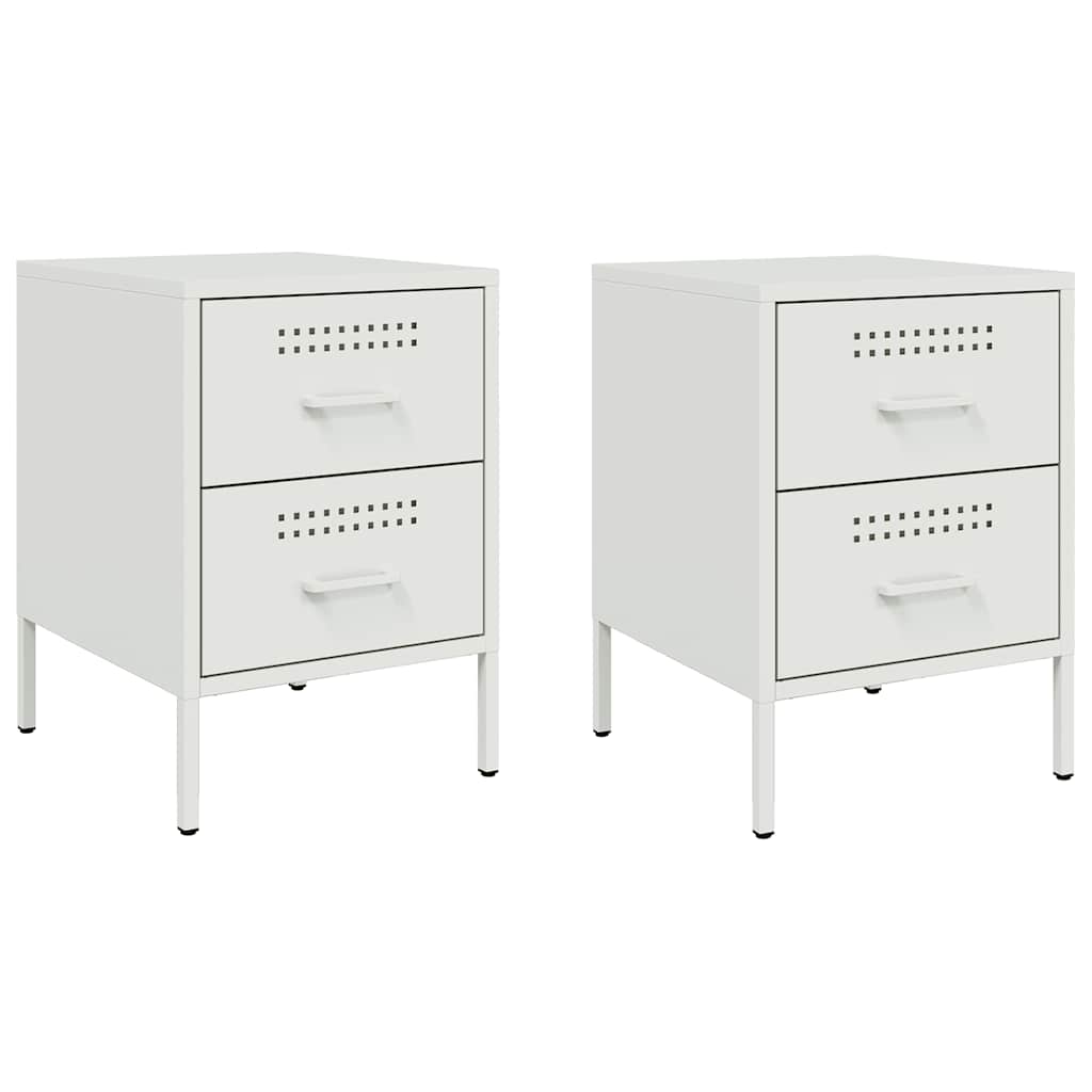 vidaXL Bedside Cabinets 2 pcs White 36x39x50.5 cm Steel 2