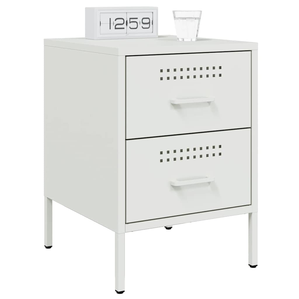 vidaXL Bedside Cabinets 2 pcs White 36x39x50.5 cm Steel 3
