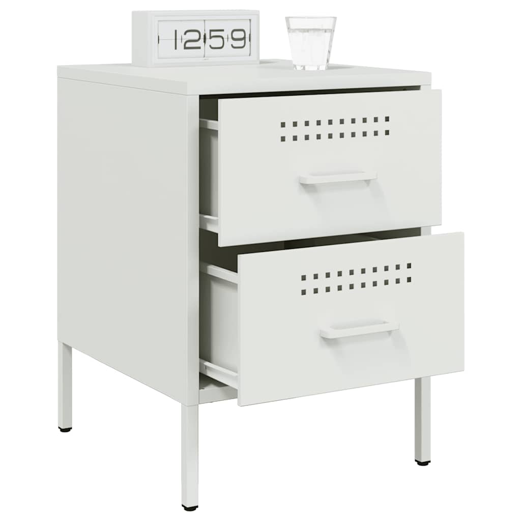 vidaXL Bedside Cabinets 2 pcs White 36x39x50.5 cm Steel 4