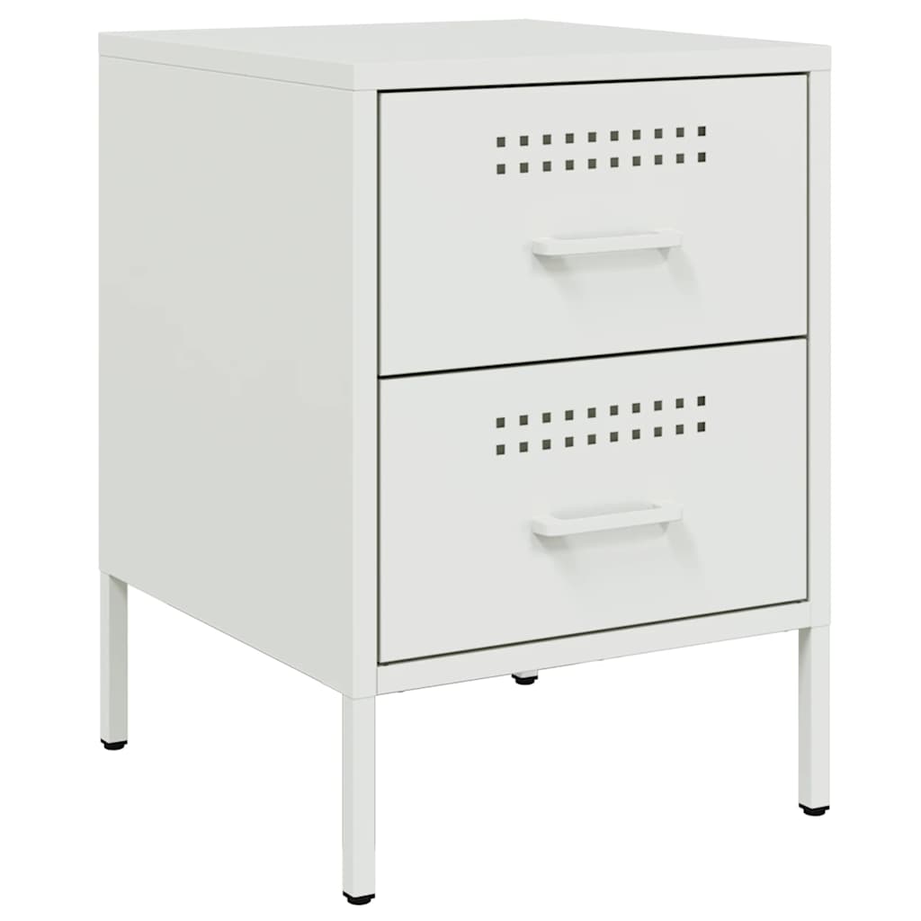 vidaXL Bedside Cabinets 2 pcs White 36x39x50.5 cm Steel 5