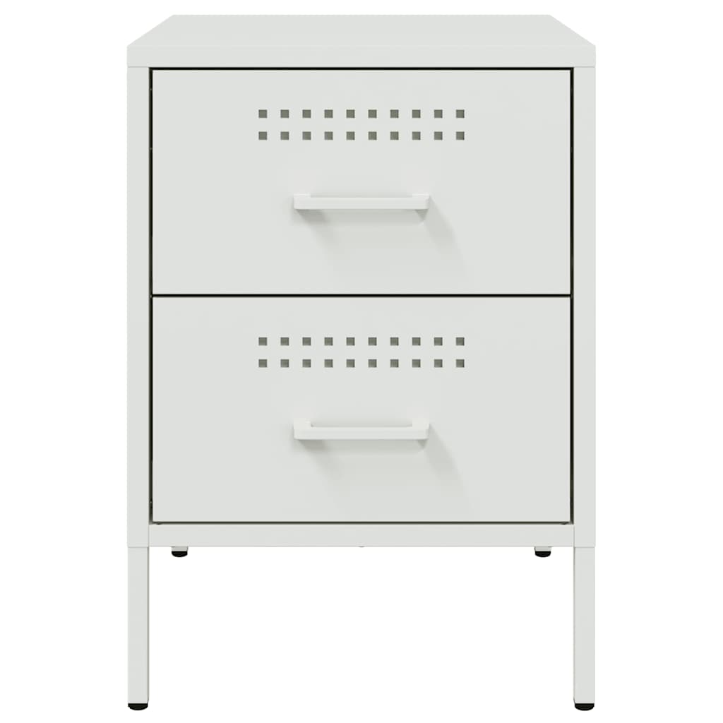 vidaXL Bedside Cabinets 2 pcs White 36x39x50.5 cm Steel 6