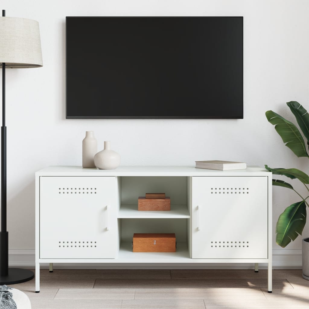 vidaXL TV Cabinet White 100,5x39x50,5 cm Steel 3