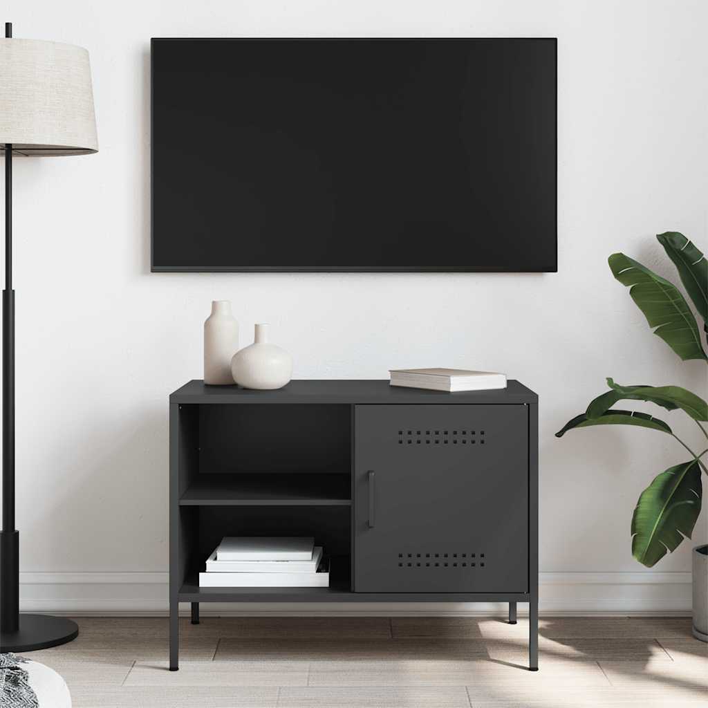 vidaXL TV Cabinet Black 68x39x50.5 cm Steel 3