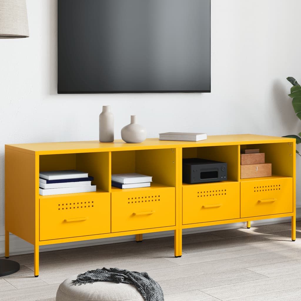 TV Cabinet 68x39x50,5 cm Steel Yellow 2