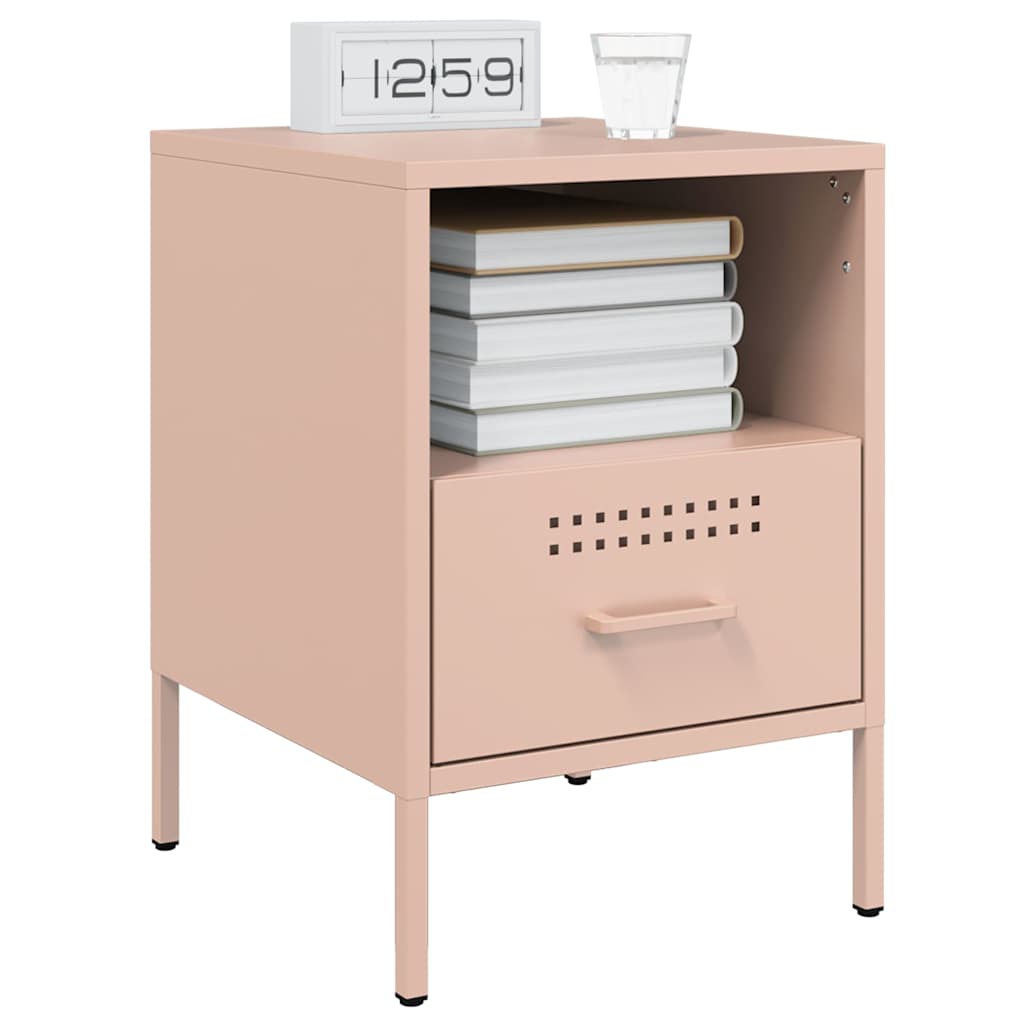 vidaXL Bedside Cabinets 2 pcs Pink 36x39x50.5 cm Steel 3