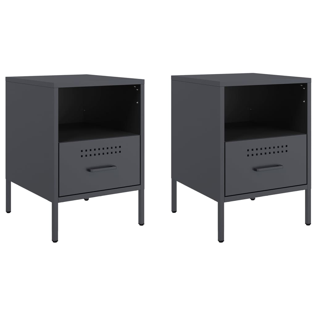vidaXL Bedside Cabinets 2 pcs Anthracite 36x39x50.5 cm Steel 2