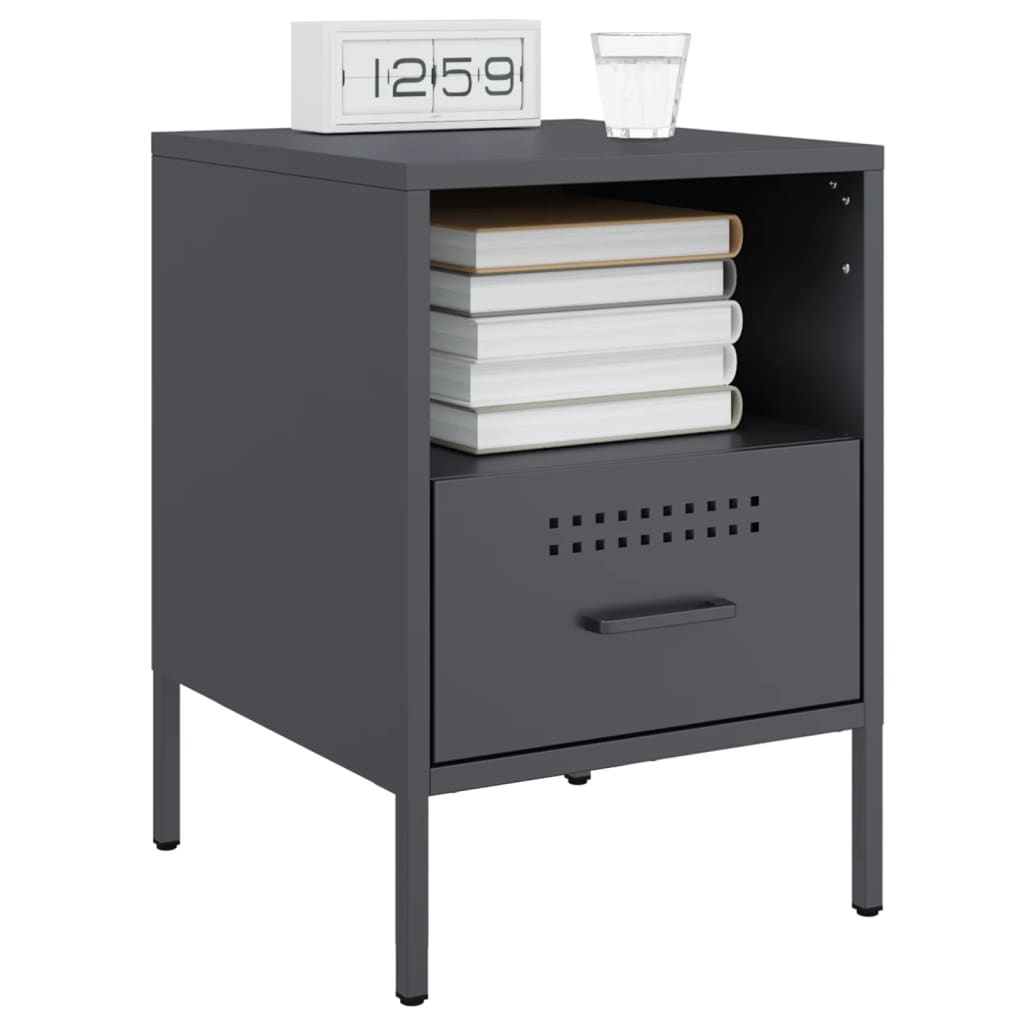 vidaXL Bedside Cabinets 2 pcs Anthracite 36x39x50.5 cm Steel 3