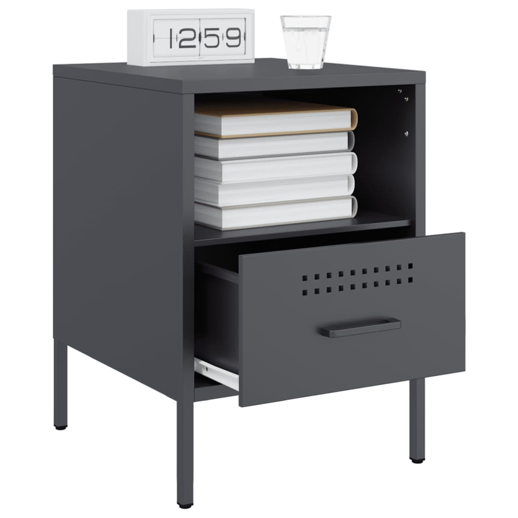 vidaXL Bedside Cabinets 2 pcs Anthracite 36x39x50.5 cm Steel 4