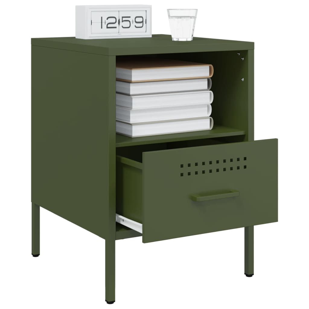 vidaXL Bedside Cabinets 2 pcs Olive Green 36x39x50.5 cm Steel 4