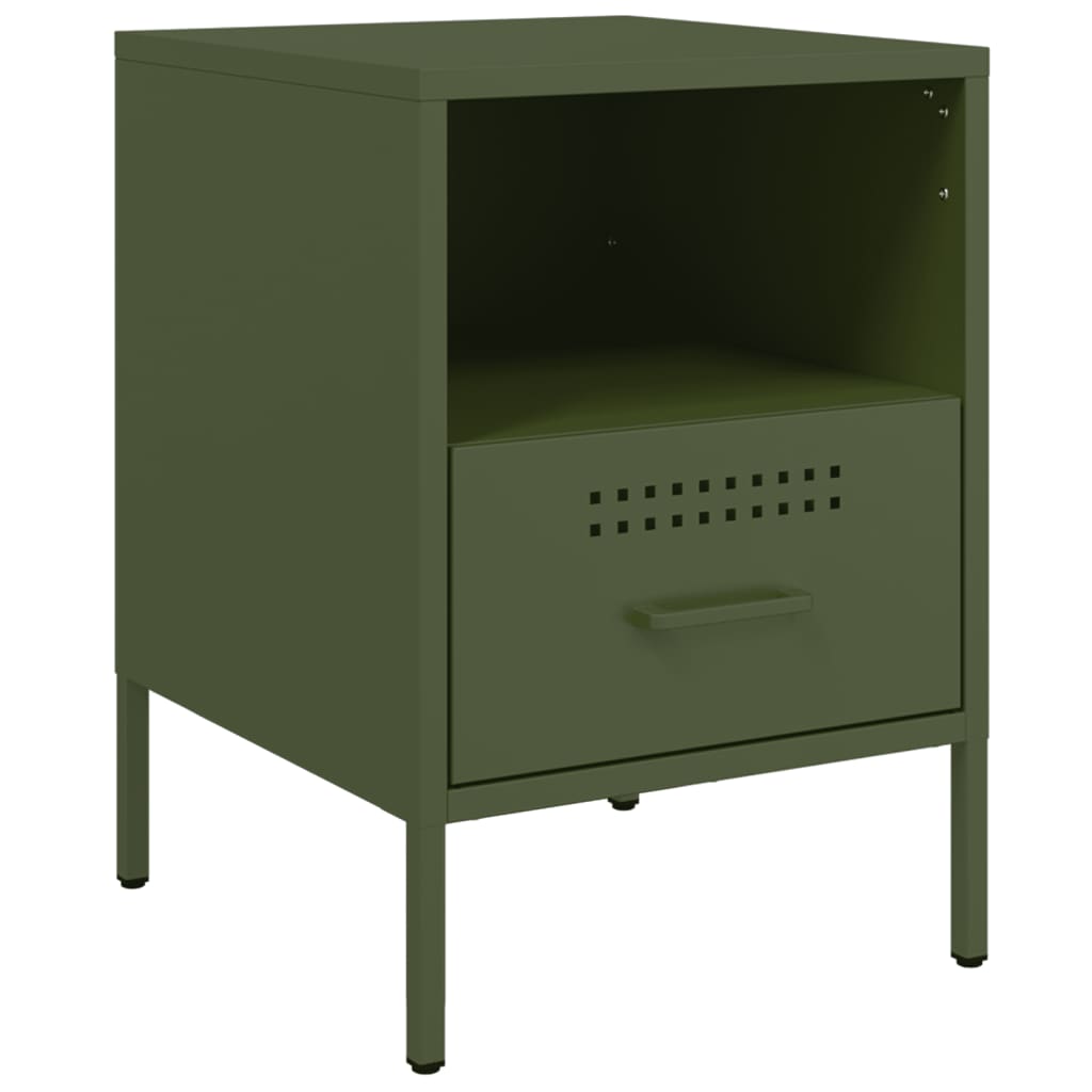 vidaXL Bedside Cabinets 2 pcs Olive Green 36x39x50.5 cm Steel 5