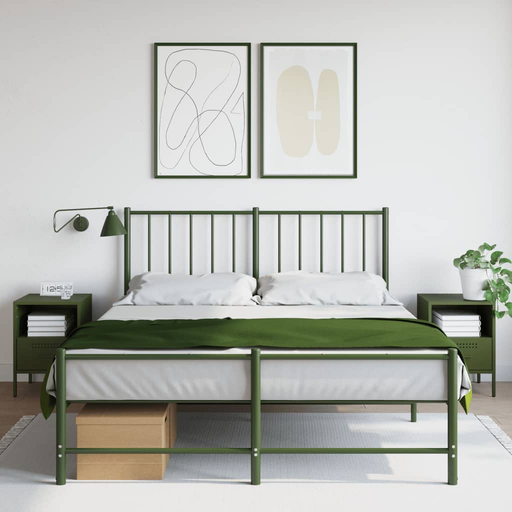 vidaXL Bedside Cabinets 2 pcs Olive Green 36x39x50.5 cm Steel 1