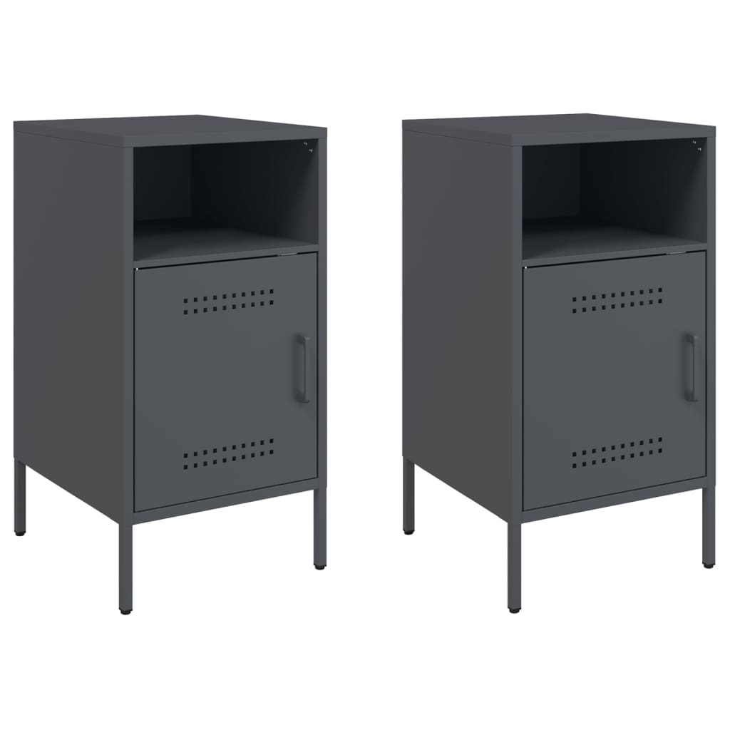 vidaXL Bedside Cabinets 2 pcs Anthracite 36x39x68 cm Steel 2