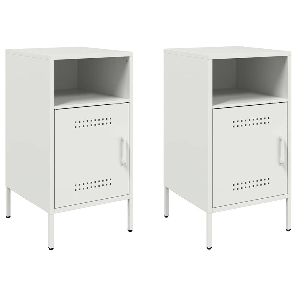 vidaXL Bedside Cabinets 2 pcs White 36x39x68 cm Steel 2
