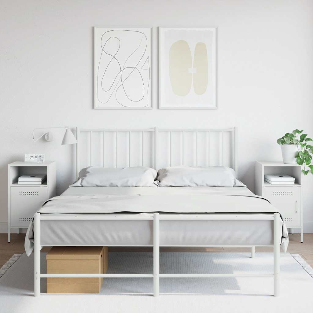 vidaXL Bedside Cabinets 2 pcs White 36x39x68 cm Steel 1
