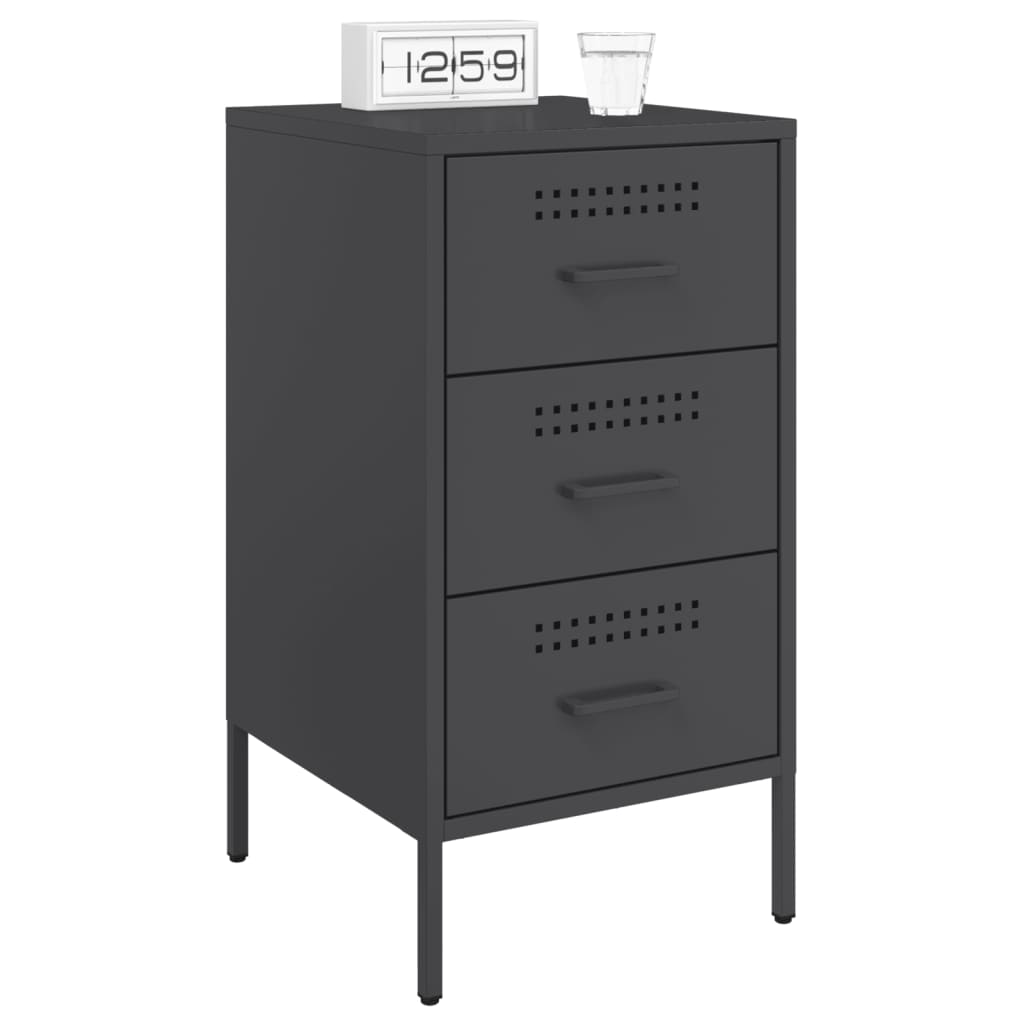 vidaXL Bedside Cabinets 2 pcs Black 36x39x68 cm Steel 3