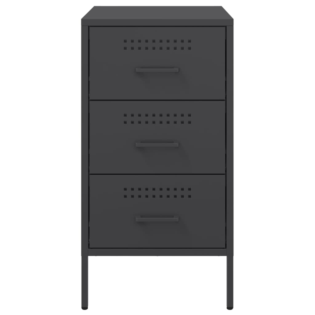 vidaXL Bedside Cabinets 2 pcs Black 36x39x68 cm Steel 6