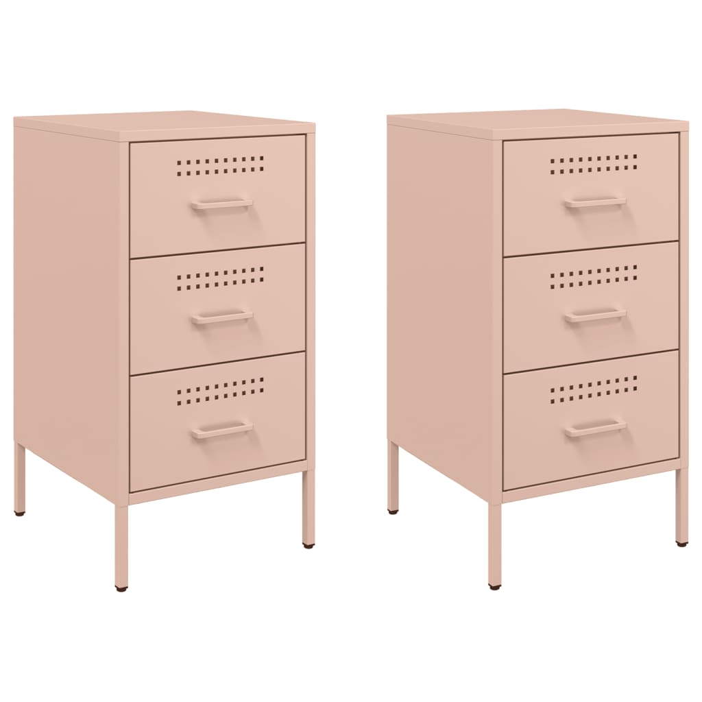 vidaXL Bedside Cabinets 2 pcs Pink 36x39x68 cm Steel 2