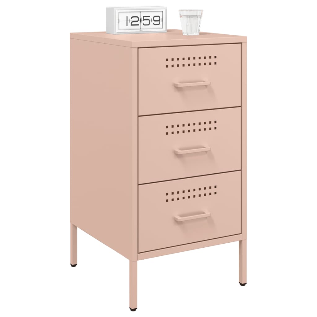 vidaXL Bedside Cabinets 2 pcs Pink 36x39x68 cm Steel 3