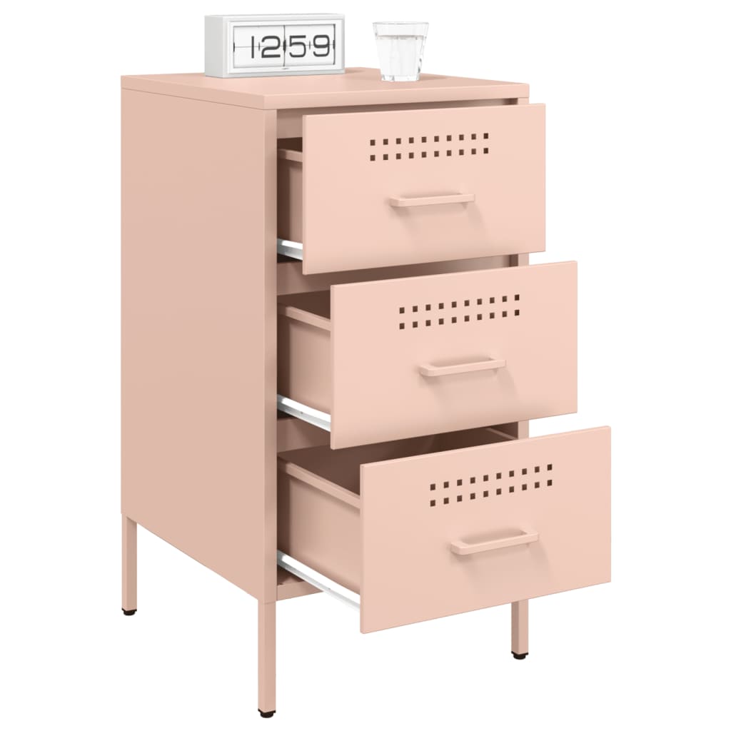 vidaXL Bedside Cabinets 2 pcs Pink 36x39x68 cm Steel 4