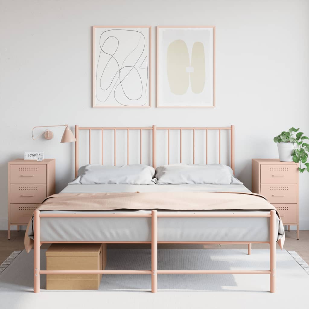 vidaXL Bedside Cabinets 2 pcs Pink 36x39x68 cm Steel 1