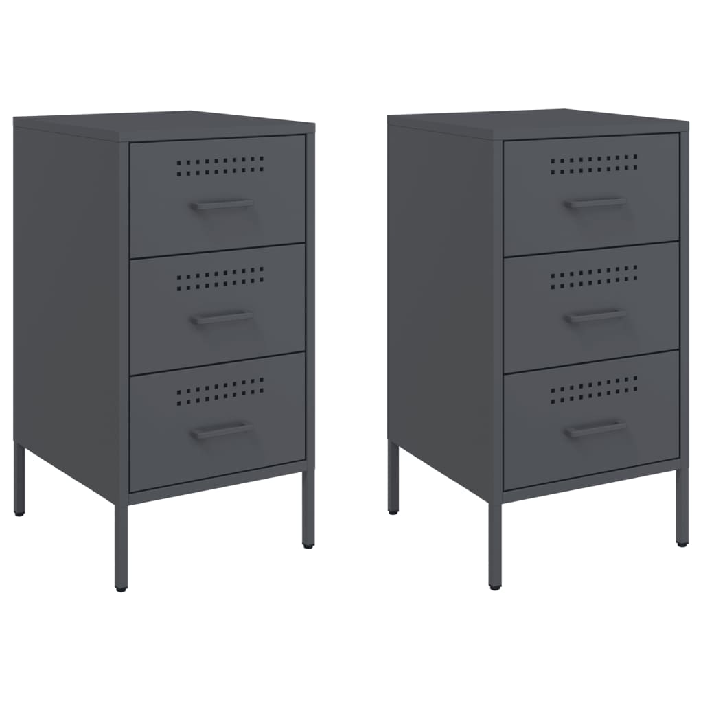 vidaXL Bedside Cabinets 2 pcs Anthracite 36x39x68 cm Steel 2