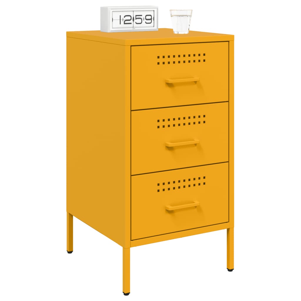 vidaXL Bedside Cabinets 2 pcs Mustard Yellow 36x39x68 cm Steel 3