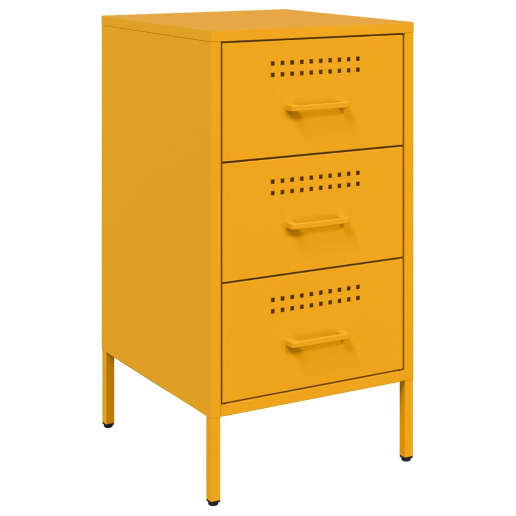 vidaXL Bedside Cabinets 2 pcs Mustard Yellow 36x39x68 cm Steel 5