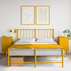 vidaXL Bedside Cabinets 2 pcs Mustard Yellow 36x39x68 cm Steel 1