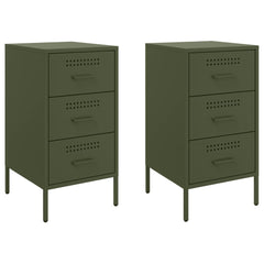 vidaXL Bedside Cabinets 2 pcs Olive Green 36x39x68 cm Steel 2