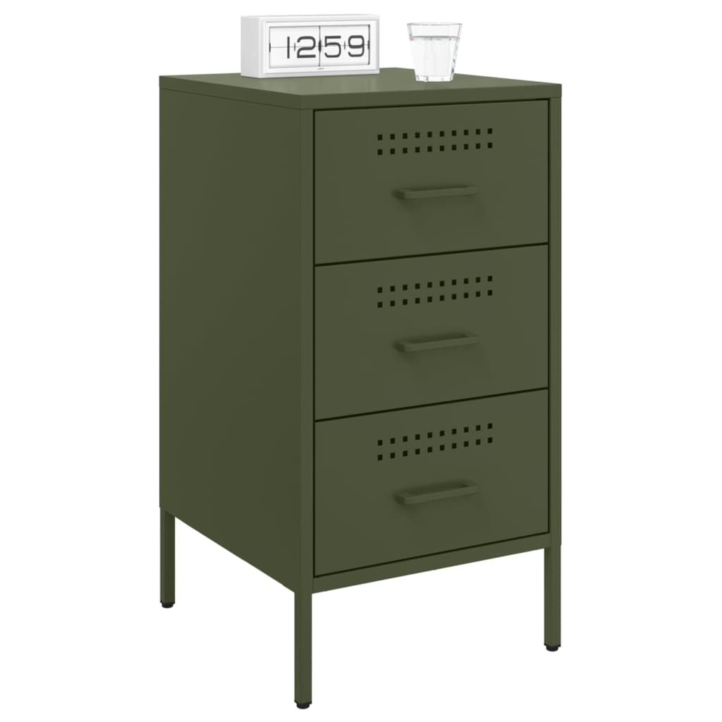 vidaXL Bedside Cabinets 2 pcs Olive Green 36x39x68 cm Steel 3